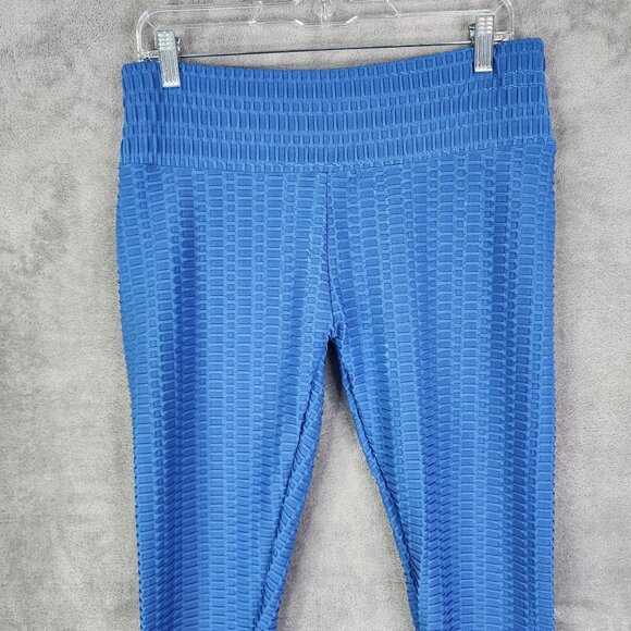Womens Blue High-Waisted Textured Butt Shaping Leggings Size XL - Picture 4 of 11